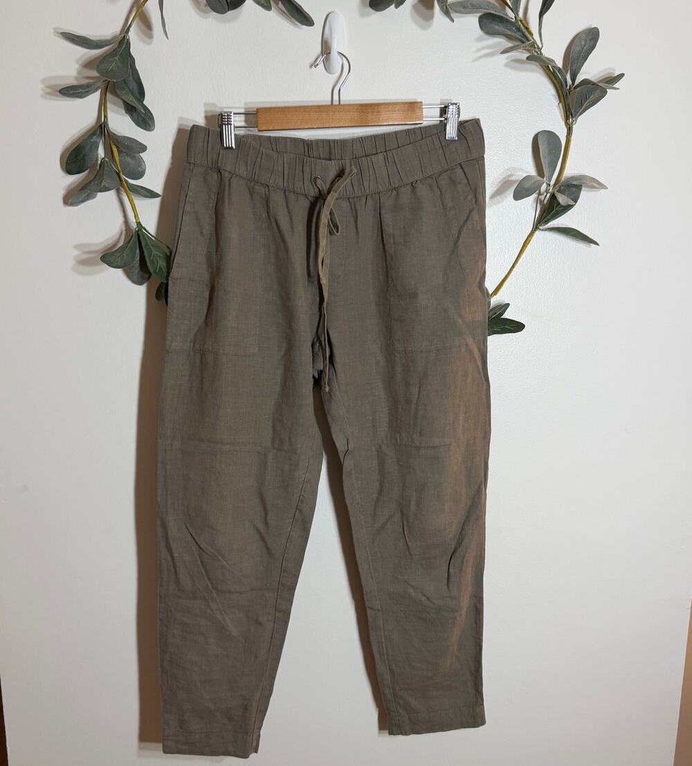 Enza Costa Tapered Green French Linen Pants